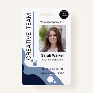 Designer ID Employee Photo Logo Name dusty blue Badge