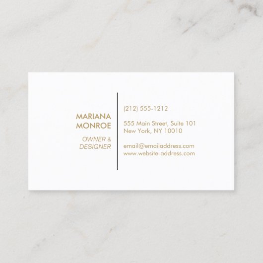 DESIGNER IKAT PATTERN in FAUX GOLD Visitekaartje (Achterkant)