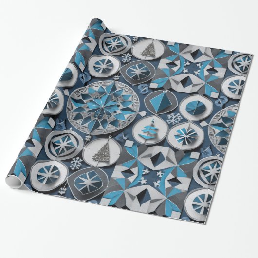 Designer Kerst Patroon Wrapping Papier (Uitgerold)