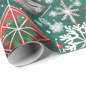 Designer Kerst Patroon Wrapping Papier (Rol Hoek)