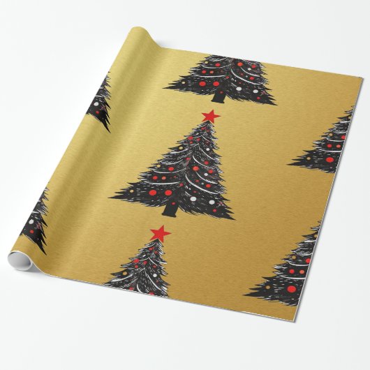 Designer Kerst Patroon Wrapping Papier (Uitgerold)