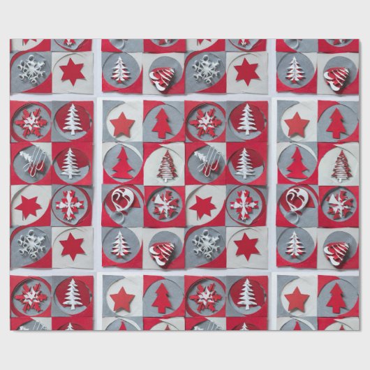 Designer Kerst Patroon Wrapping Papier (Vlak)