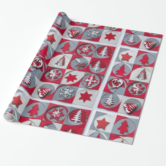 Designer Kerst Patroon Wrapping Papier (Uitgerold)