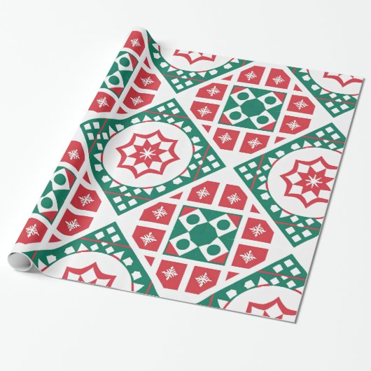 Designer Kerst Patroon Wrapping Papier (Uitgerold)