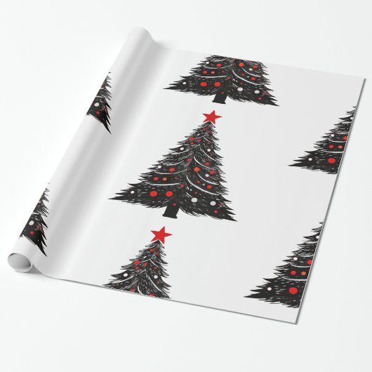 Designer Kerst Patroon Wrapping Papier (Uitgerold)