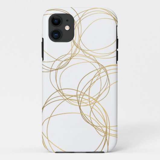 Designer krabbelpatroon in goud op wit Case-Mate iPhone case (Achterkant)