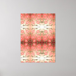 Designer kunst aan de muur met inktzwart en perzik canvas afdruk