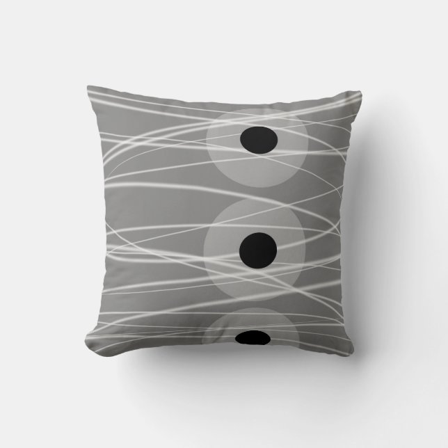 Designer Kussen Artistiek abstract grijs en wit (Voorkant)