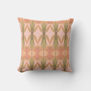 Designer kussen met koraal roze en groen