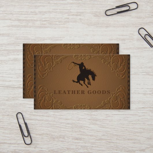Designer Leather Rustic Western Country Horse Visitekaartje (Voorkant / Achterkant in situ)