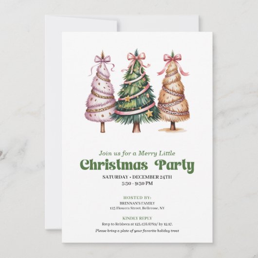 Designer leopard print Christmas tree invitation Kaart (Voorkant)