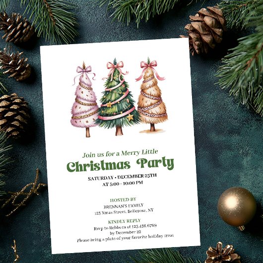 Designer leopard print Christmas tree invitation Kaart