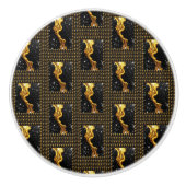 Designer Liquid Gold Black Monochrome Luxury Achem Keramische Knop (Voorkant)