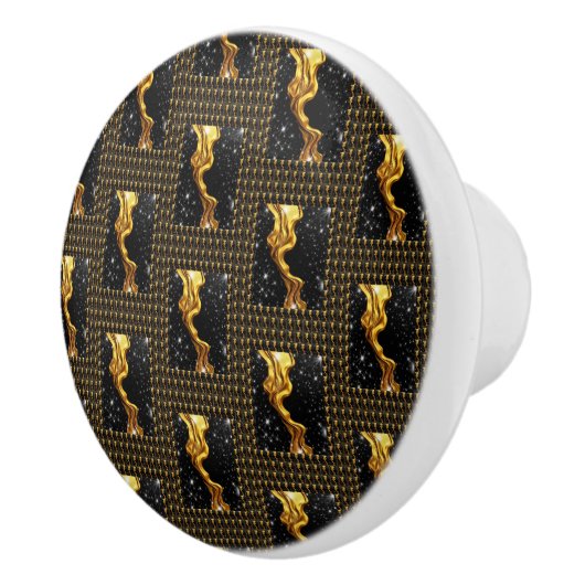 Designer Liquid Gold Black Monochrome Luxury Achem Keramische Knop (Rechts)