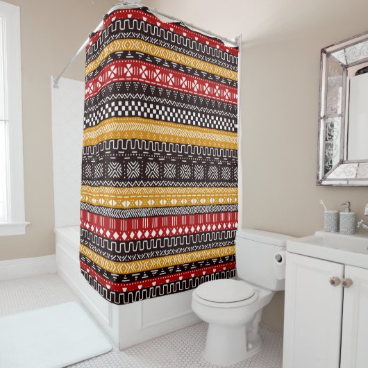 Designer Mudcloth Shower Curtain Douchegordijn (In situ)