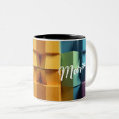 Designer Mug - Customizable Geometry Fusion Tweekleurige Koffiemok (Voorkant rechts)