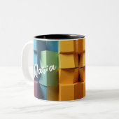 Designer Mug - Customizable Geometry Fusion Tweekleurige Koffiemok (Voorkant links)