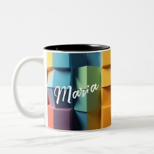 Designer Mug - Customizable Geometry Fusion Tweekleurige Koffiemok (Links)