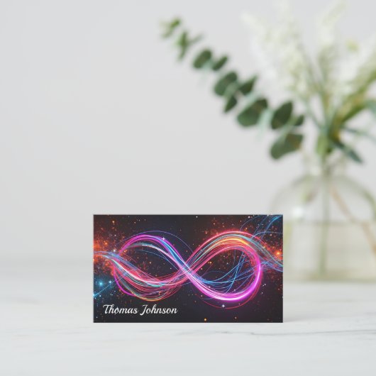 Designer Neon Infinity Symbool Visitekaartje (Staand voorkant)