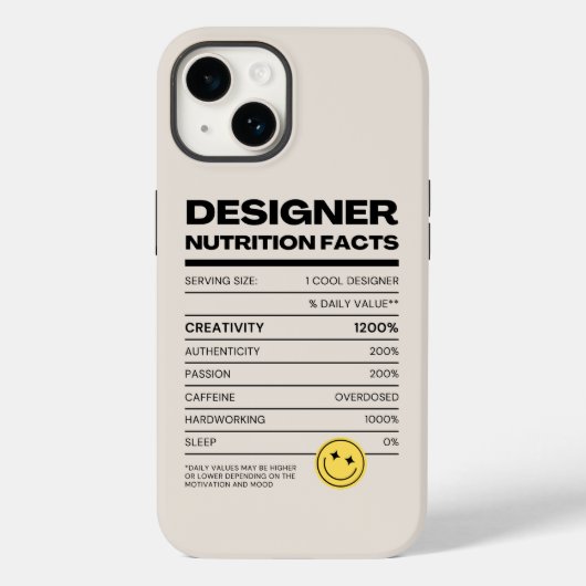 Designer Nutrition Facts Funny Case-Mate iPhone Case (Achterkant)