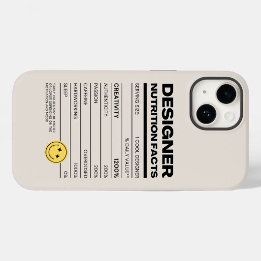 Designer Nutrition Facts Funny Case-Mate iPhone Case (Achterkant (horizontaal))