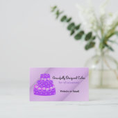 Designer Paarse bruiloft Cake Visitekaartje (Staand voorkant)