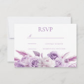 Designer Paarse Lavendel Bloemen bruiloft RSVP Kaartje (Voorkant)