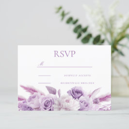 Designer Paarse Lavendel Bloemen bruiloft RSVP Kaartje