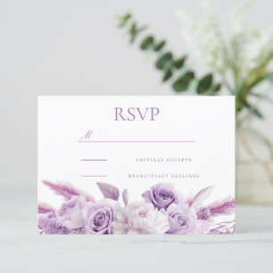 Designer Paarse Lavendel Bloemen bruiloft RSVP Kaartje