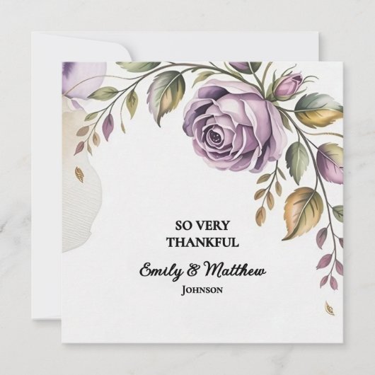 Designer Paarse Roos bedankkaart (Voorkant)