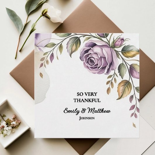 Designer Paarse Roos bedankkaart