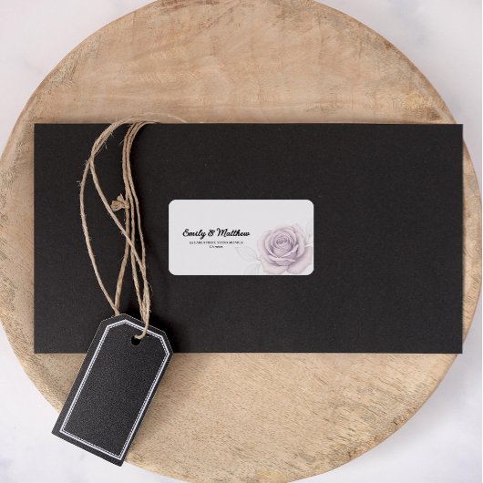 Designer Paarse Roos Retour Adreslabels Etiket