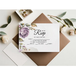 Designer Paarse Roos RSVP-kaarten RSVP Kaartje
