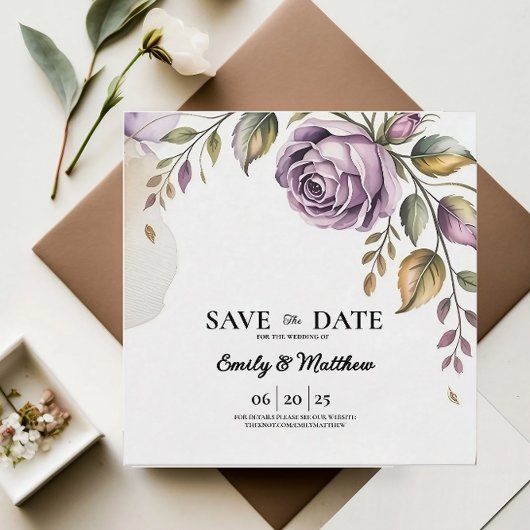 Designer Paarse Roos Sla de datum op Save The Date