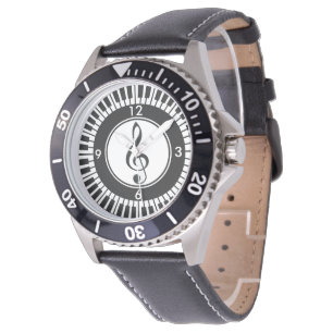 Designer Piano Keys en Treble Clef wristwatch Horloge