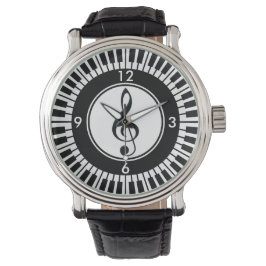 Designer Piano Keys en Treble Clef wristwatch Horloge