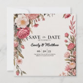 Designer Pink Flower Bouquet Bewaar de datum Save The Date (Voorkant)
