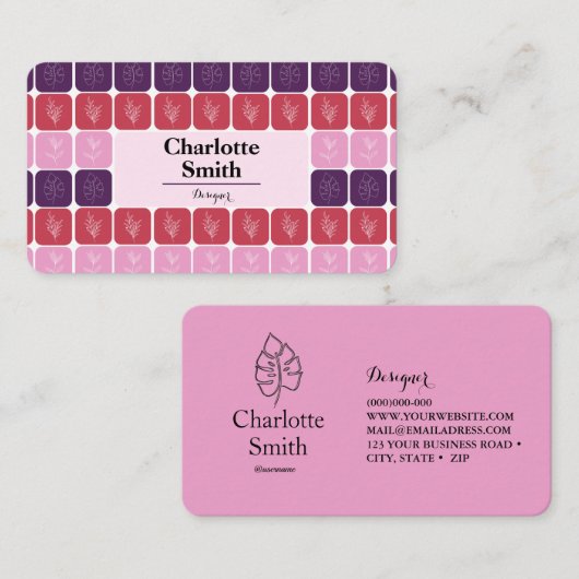 Designer Pink gepersonaliseerd Visitekaartje (Voorkant / Achterkant)