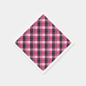 Designer plaid / tartan patroon roze en zwart servet (Hoek)