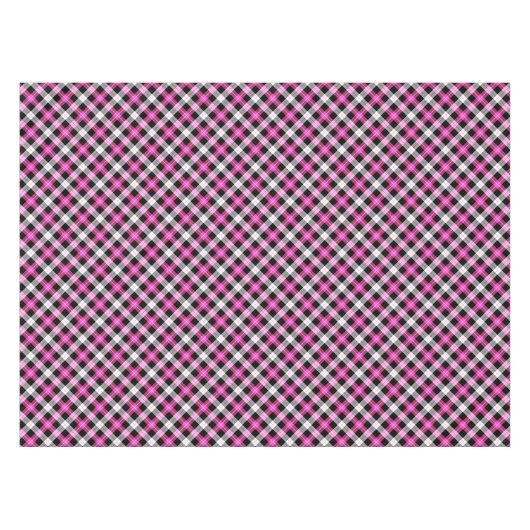 Designer plaid / tartan patroon roze en zwart tafelkleed (Voorkant (Horizontaal))
