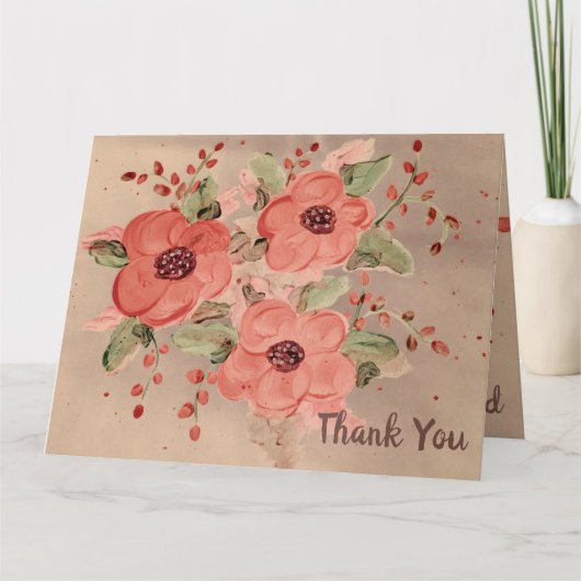 Designer Red Floral - Hartelijk dank - Kaart (Voorkant)