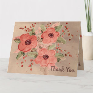 Designer Red Floral - Hartelijk dank - Kaart