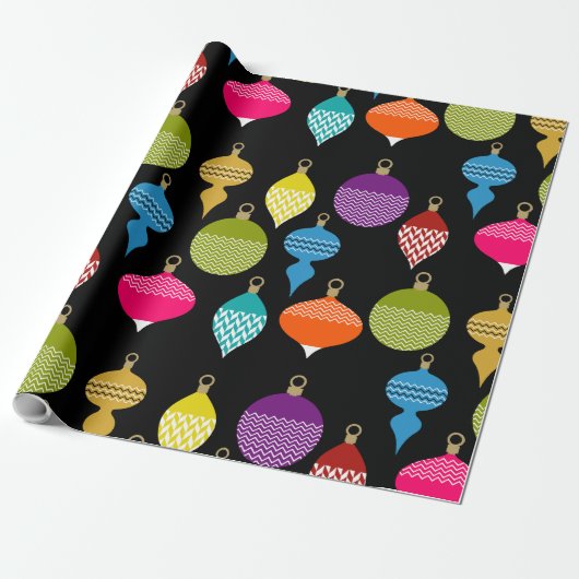 Designer Retro Kerstmis Decoratieve Bal Cadeaupapier (Uitgerold)