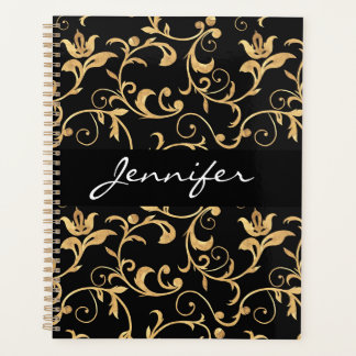 Designer Royal Black en Gold Damask, speciaal gepe Planner