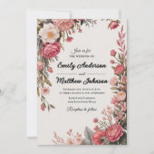 Designer Roze Bloem Boeket Huwelijksuitnodiging Kaart (Voorkant)