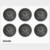 Designer Scribble Logo op Zwart Grunge Metal Ronde Sticker (Vel)