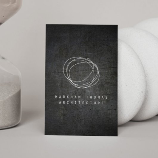 Designer Scribble Logo op Zwart Grunge Metal Visitekaartje