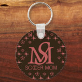 Designer Soccer Mam (bruin/roze) Sleutelhanger (Voorkant)