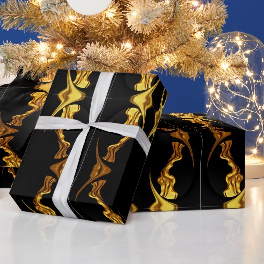 Designer Statement: Opulent Swirl Pattern Gold Foi Cadeaupapier (Feestdagen)