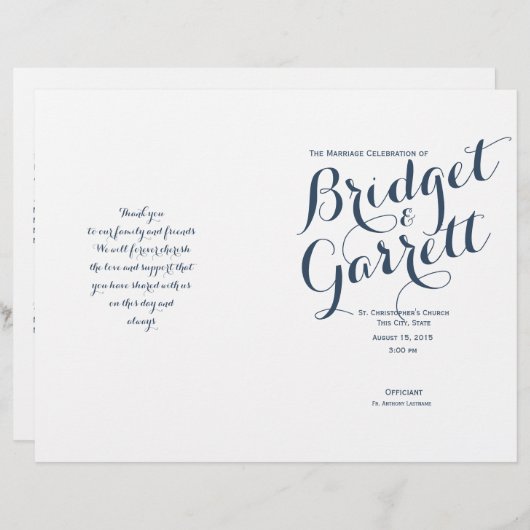 Designer Text Wedding Program (Voorkant / Achterkant)